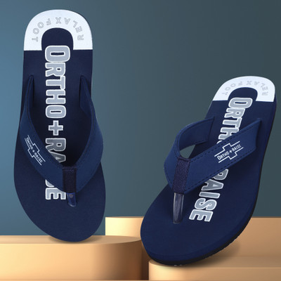 ORTHORAISE Men Extra Soft Orthopaedic Slippers|Arch Support & Pain Relief Flip Flops(Navy , 11)