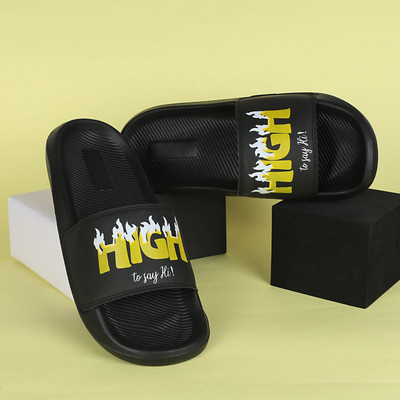 Shoe Mate Men Slides(Black , 8)