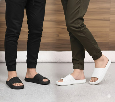 Ambit Men Slippers(Black, White , 10)