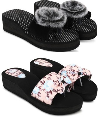 SHIPEE Women Slides(Black , 7)