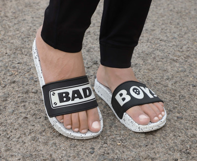 aadi Men Men's White Synthetic Leather Daily Casual Slipper Slides(Multicolor , 9)