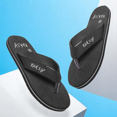 Kick up Men Slippers(Black , 9)