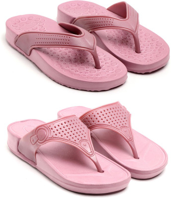 GENVE Women Flip Flops(Pink , 7)