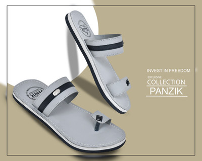 PANZIK Men Flip Flops(Grey , 9)