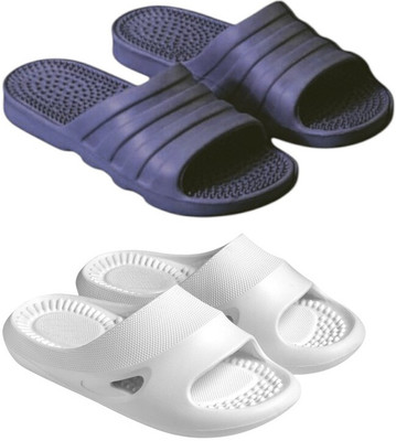 Feel alive Men Slippers(Blue, White , 8)