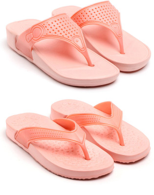 GENVE Women Flip Flops(Pink , 7)