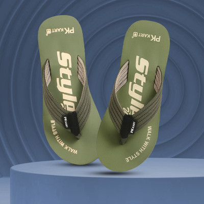 house of common Men Flip Flops(Green , 8)
