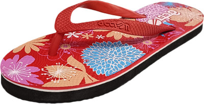 ACTION MILANO Women Flip Flops(Red , 6)