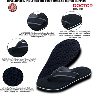 DOCTOR EXTRA SOFT Women Women's Slippers with Bounce Back Technology Orthopaedic and Diabetic MCR D-03 Flip Flops(Grey , 7)