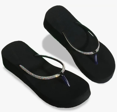 JMPW SPORT Women Slippers(Black , 8)