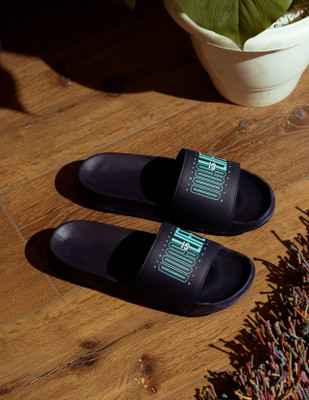 ARVAN Men Slides(Navy, Green , 7)