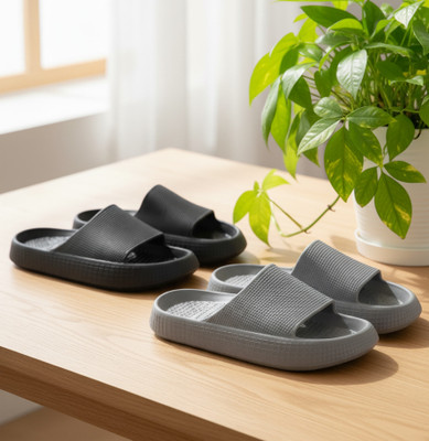 Ambit Men Slippers(Black, Grey , 6)