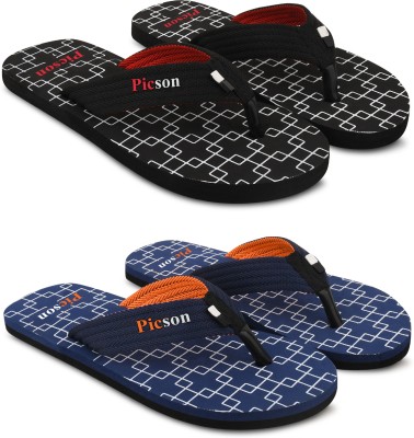 Picson Men Flip Flops(Multicolor , 8)