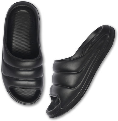 FEEL TIME Men Slides(Black , 8)