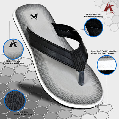 Altek Men Flip Flops(Grey , 7)