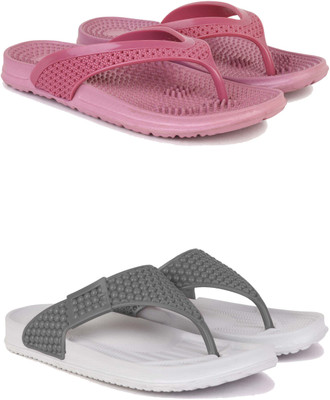 Pennen Women Slippers(Grey, Pink , 8)