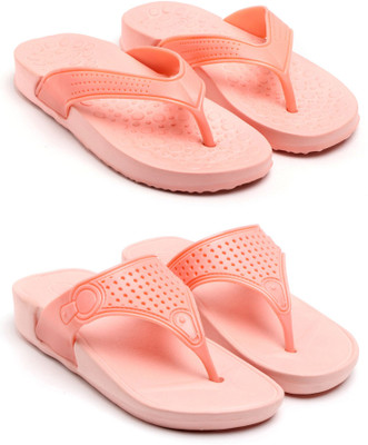 GENVE Women Flip Flops(Pink , 5)