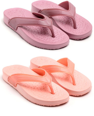 GENVE Women Flip Flops(Purple, Pink , 7)