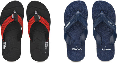 Kixrun Men Slippers(Blue, Black , 6)