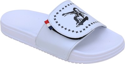 Foot Print Men Slides(White , 9)