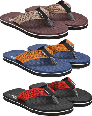 Kixrun Men Slippers(Brown, Blue, Black , 8)