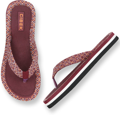 CIBEK Women Flip Flops(Maroon , 7)