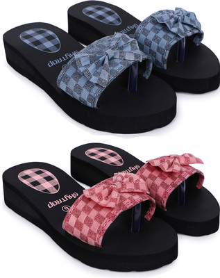 Tellinn Women Slippers(Grey, Pink , 8)