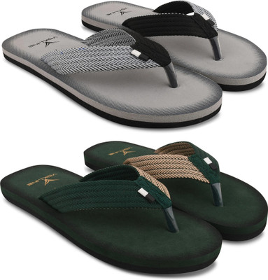 EVOK Men Mens Comfortable Trending And Stylish Multicolor Embozing Flipflop (Pack Of 2) Slippers(Multicolor , 5)