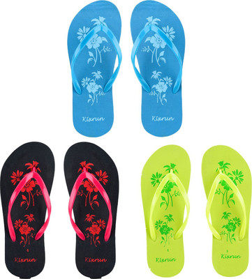 Kixrun Women Flip Flops(Black , 7)