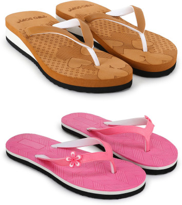 TWO SOFT Women Combo Pack Of 2 Women Slipper Stylish Casual Light & Soft Comfortable Daily Wear Slippers(Brown, Pink , 8)