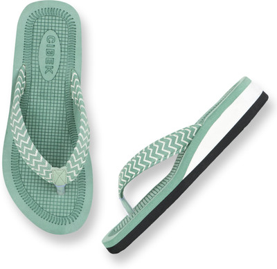 CIBEK Women Flip Flops(Green , 7)