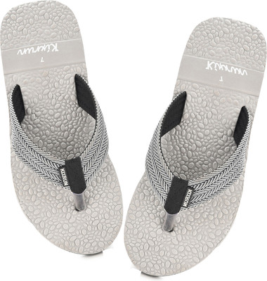 Kixrun Men Flip Flops(Grey , 6)