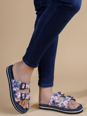 TWO SOFT Women Women Fancy Stylish Comfortable Printed Slipper Lightweight Dailywear Slippers(Blue , 8)