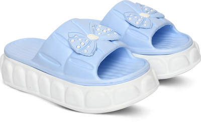 FEEL TIME Women Slippers(Blue , 9)