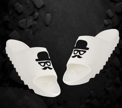 Cogs Men Soft Stylish Comfortable Indoor & Outdoor Slippers Flip Flops For Men Slides(White , 8)