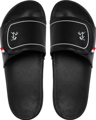 Foot Print Men Slides(Black , 8)