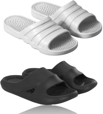 Feel alive Men Slippers(Grey, Black , 8)