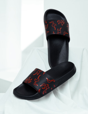 ARVAN Men Slides(Black, Red , 7)