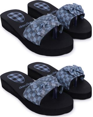Bizwiz Women Slippers(Grey, Black , 7)