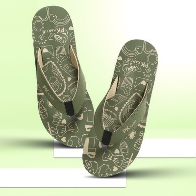 PKKART Women Flip Flops(Green , 6)