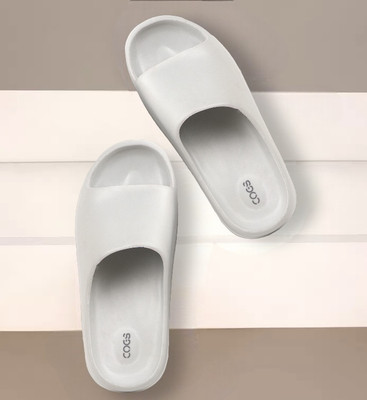 Cogs Men Soft Stylish Comfortable Indoor & Outdoor Slippers Flip Flops Slides(White , 7)