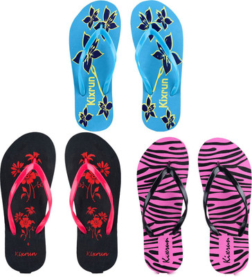Kixrun Women Flip Flops(Multicolor , 5)