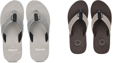 Kixrun Men Slippers(Brown, Grey , 9)