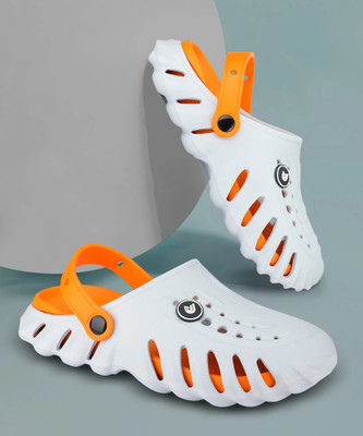 EVOK Men Slippers(White, Orange , 9)