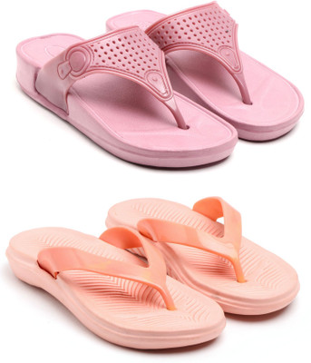 GENVE Women Flip Flops(Pink , 6)