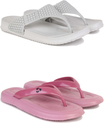 DRACKFOOT Women Slippers(Grey, Pink , 7)