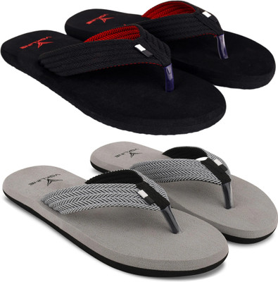 EVOK Men Mens Comfortable Trending And Stylish Multicolor Embozing Flipflop (Pack Of 2) Slippers(Multicolor , 7)