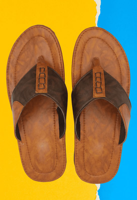 Revibe Men Flip Flops(Brown , 9)