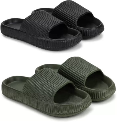 Ambit Men Slides(Green, White , 6)