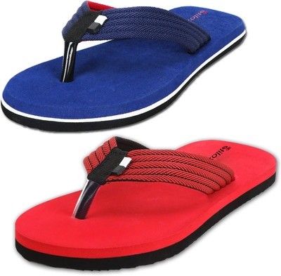 Phonolite Men Flip Flops(Blue, Red , 6)